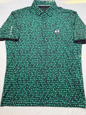 Galvin Green Men’s Large L Golf Polo Green Black Geometric 1919 Performance